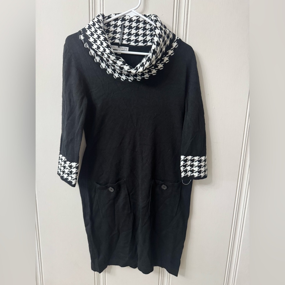 Studio One Black and White Cowl Neck Sweater
